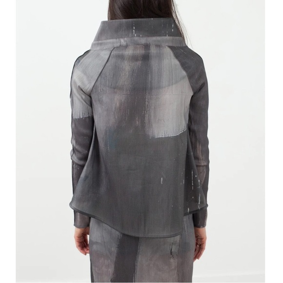 Annette Gortz Germany Dixi Jacket Size 42 Size Large Gray Color Check Minimalism - Picture 2 of 16